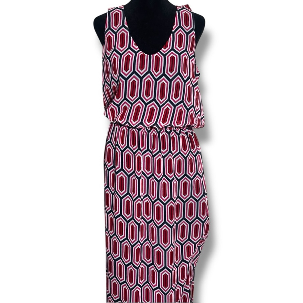 Banana Republic Red/White/Black Geometric Pattern Cutout Sleeveless Maxi Dress - Picture 2 of 16